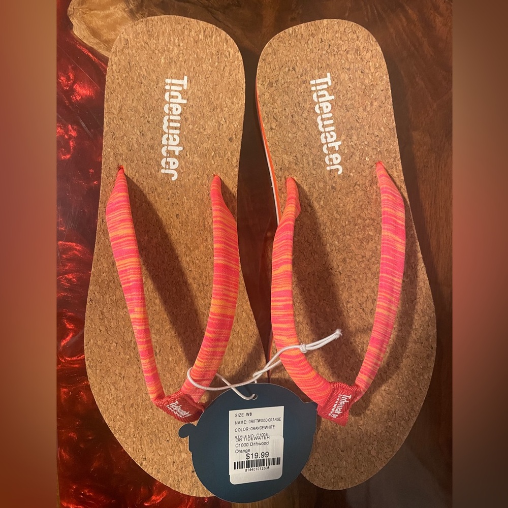 Tidewater Boardwalk Orange and Pink Flip Flops Women’s Size 8 NEW